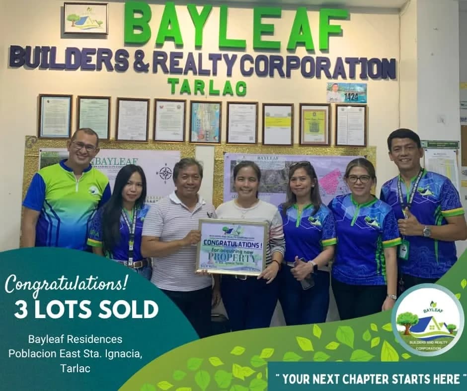 3 lots sold at Bayleaf Residences, Poblacion East, Sta. Ignacia, Tarlac.