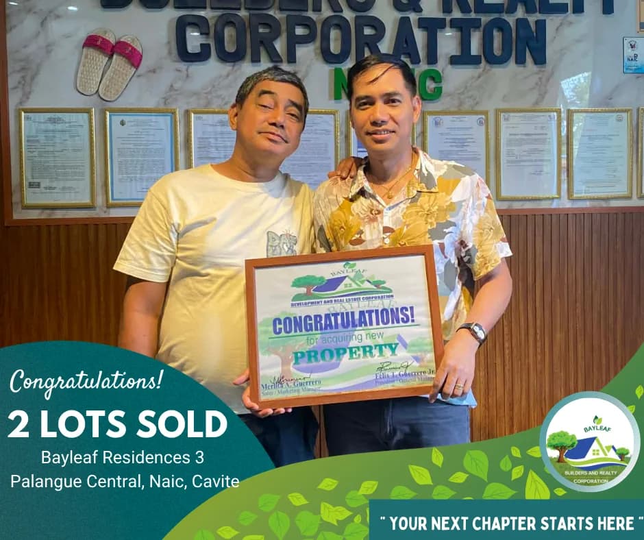 2 lots sold at Bayleaf Residences 3 Palangue Central, Naic Cavite.