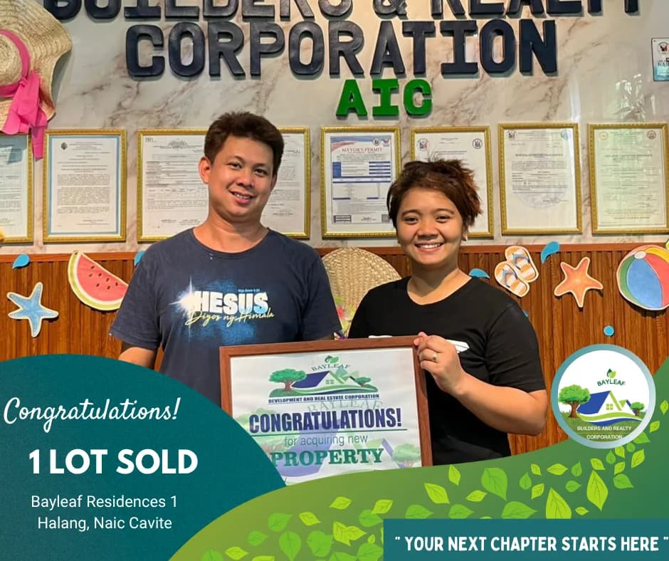 1 lot sold at Bayleaf Residences 1 Halang Naic Cavite.